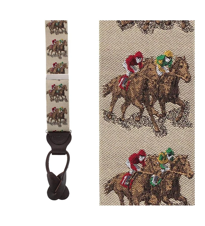 Trafalgar Men's The Home Stretch Novelty Silk Button End Suspenders