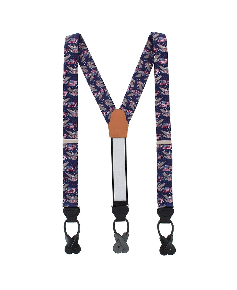 Trafalgar Legacy Soars Patriotic Bald Eagle Silk Novelty Button End Suspenders