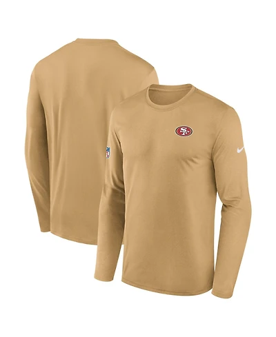 Nike Men's Gold San Francisco 49ers Sideline Small Logo Legend Dri-fit Long Sleeve T-Shirt