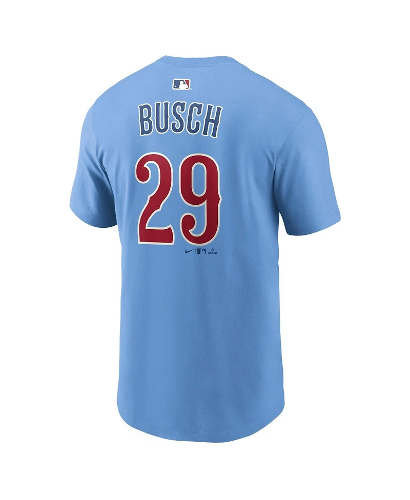 Nike Men's Michael Busch Light Blue Chicago Cubs Name & Number T-Shirt