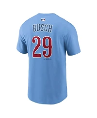 Nike Men's Michael Busch Light Blue Chicago Cubs Name & Number T-Shirt