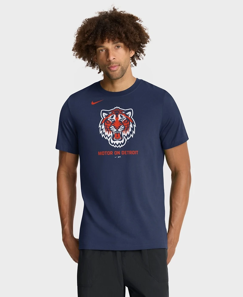 Nike Men's Navy Detroit Tigers Tri-Blend Logo T-Shirt