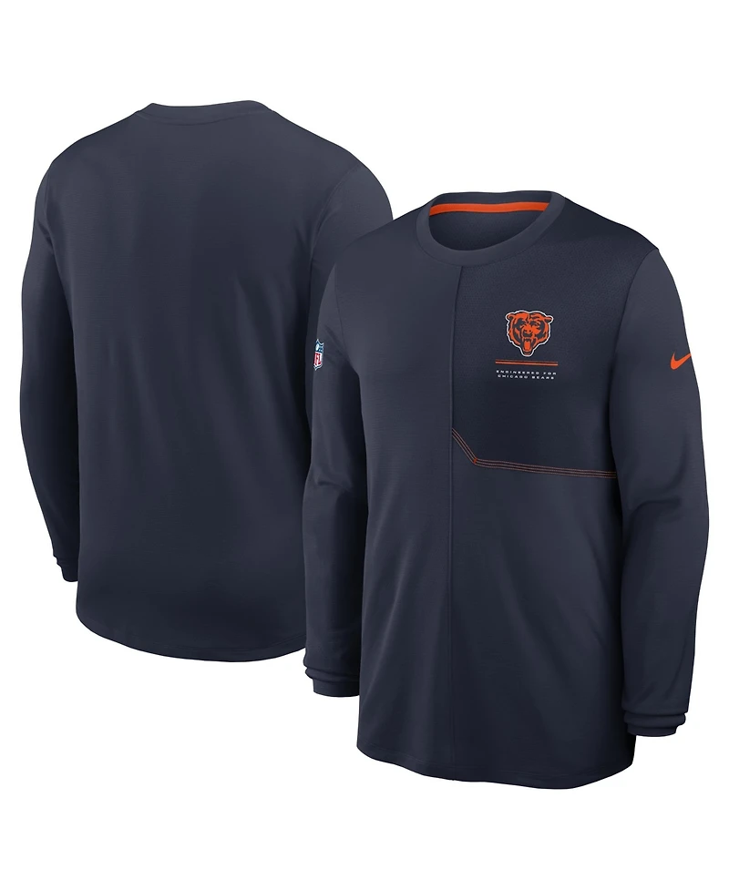 Nike Men's Navy Chicago Bears Sideline Coaches Uv Dri-fit Long Sleeve T-Shirt