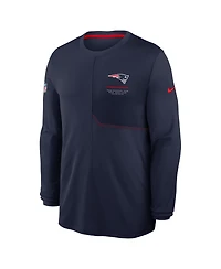Nike Men's Navy New England Patriots Sideline Coaches Uv Dri-fit Long Sleeve T-Shirt