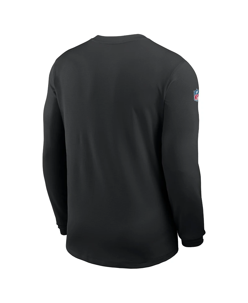 Nike Men's Black Detroit Lions Sideline Coaches Uv Dri-fit Long Sleeve T-Shirt
