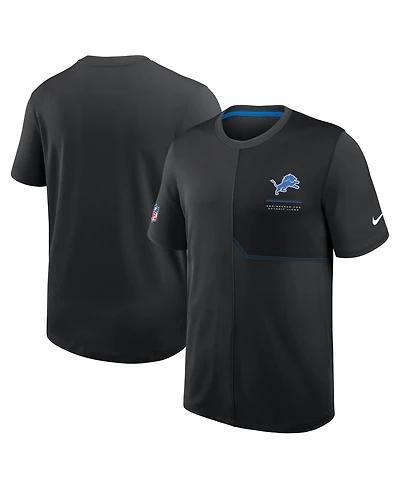 Nike Men's Black Detroit Lions Sideline Uv Dri-fit Coaches T-Shirt