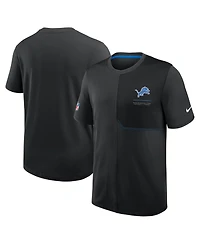 Nike Men's Black Detroit Lions Sideline Uv Dri-fit Coaches T-Shirt