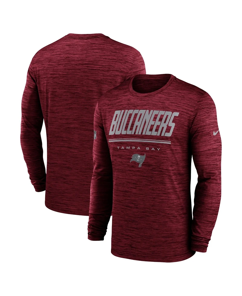 Nike Men's Red Tampa Bay Buccaneers Sideline Offensive Transition Velocity Dri-fit Long Sleeve T-Shirt