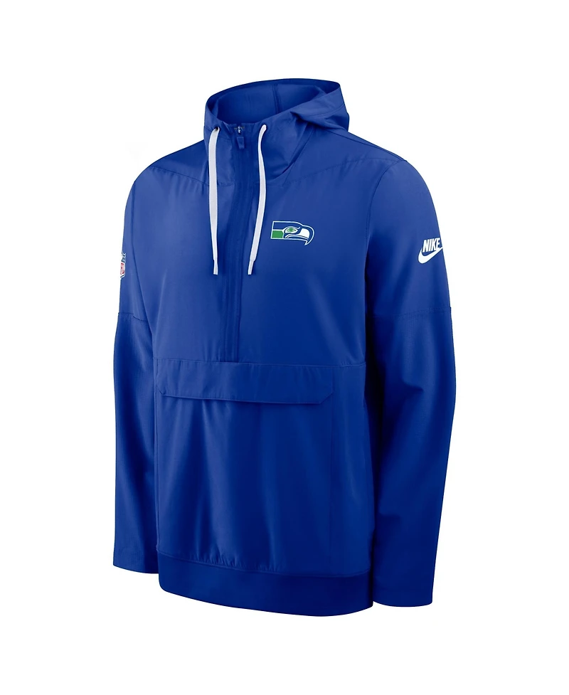 Nike Men's Royal Seattle Seahawks Alt Anorak Half-Zip Hooded Jacket