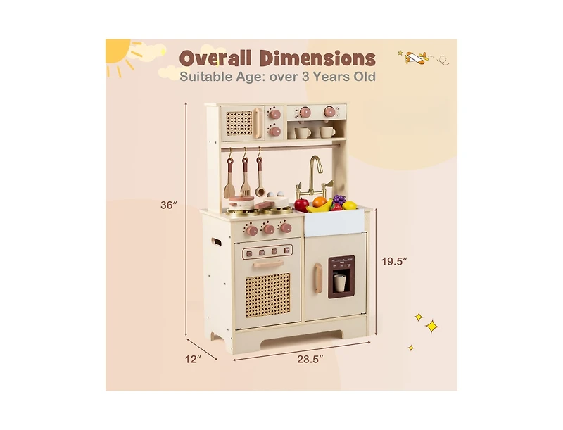 Slickblue Kids Pretend Play Kitchen with Realistic Lights and Sounds