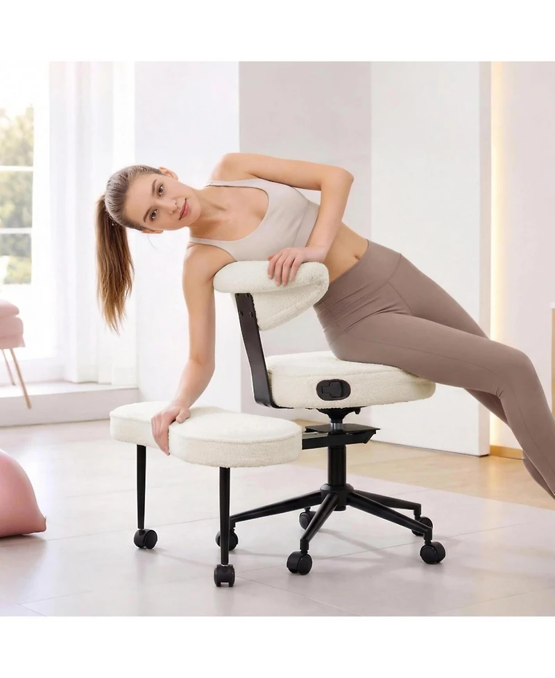 gaomon Ergonomic Cross-Legged Office Chair, Adjustable Height and Lumbar Support, 360 Degree Swivel, Wide Meditation Kneeling Seat