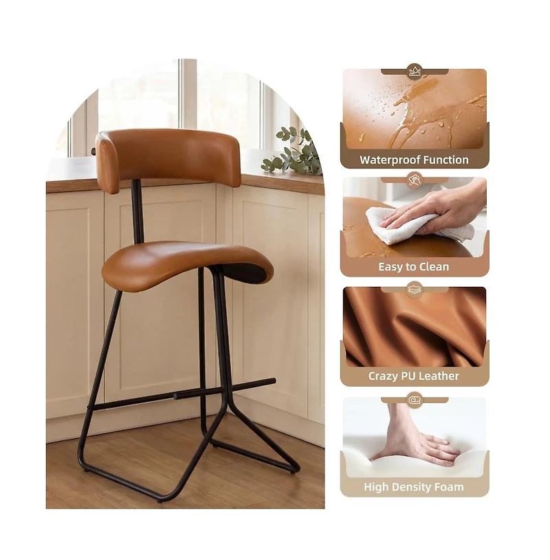 gaomon Set of 4 Outdoor/ Indoor Upholstered Faux Leather Counter Height Bar Stools