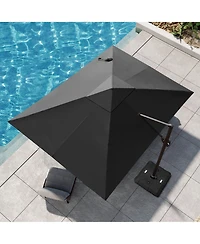 Pellebant Outdoor Patio 9X12Feet Aluminum Cantilever Umbrella with Wheel Base