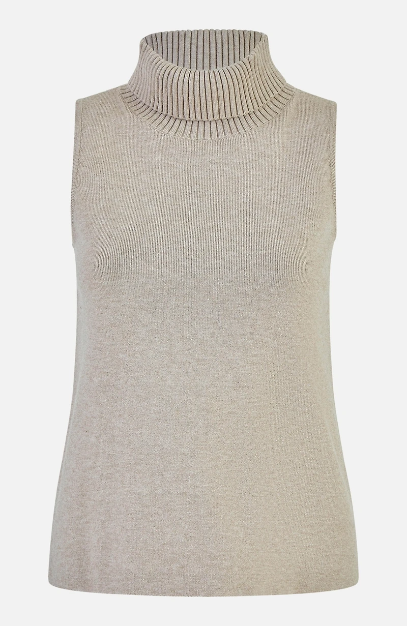 Yumi Women's Knitted Roll Neck Sleeveless Jumper