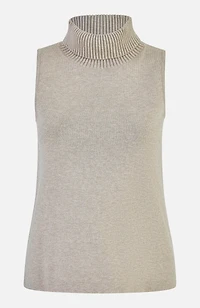 Yumi Women's Knitted Roll Neck Sleeveless Jumper