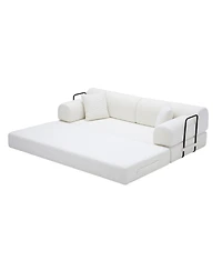 Maison Boucle 78.74'' Corduroy Convertible Sleeper Sofa Bed, 3 Seater, Floor