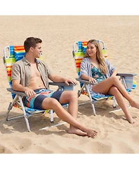 Gouun Folding Backpack Beach Chairs Set of 2 with 5-Position Recline