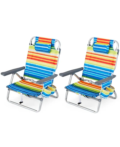 Gouun Folding Backpack Beach Chairs Set of 2 with 5-Position Recline