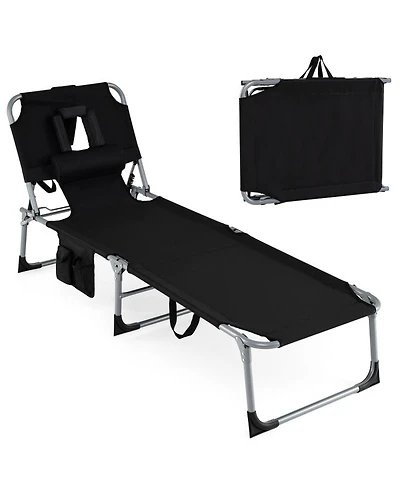 Gouun Folding Tanning Chair with Face and Arm Holes and Pillow