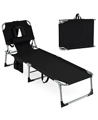 Gouun Folding Tanning Chair with Face and Arm Holes and Pillow