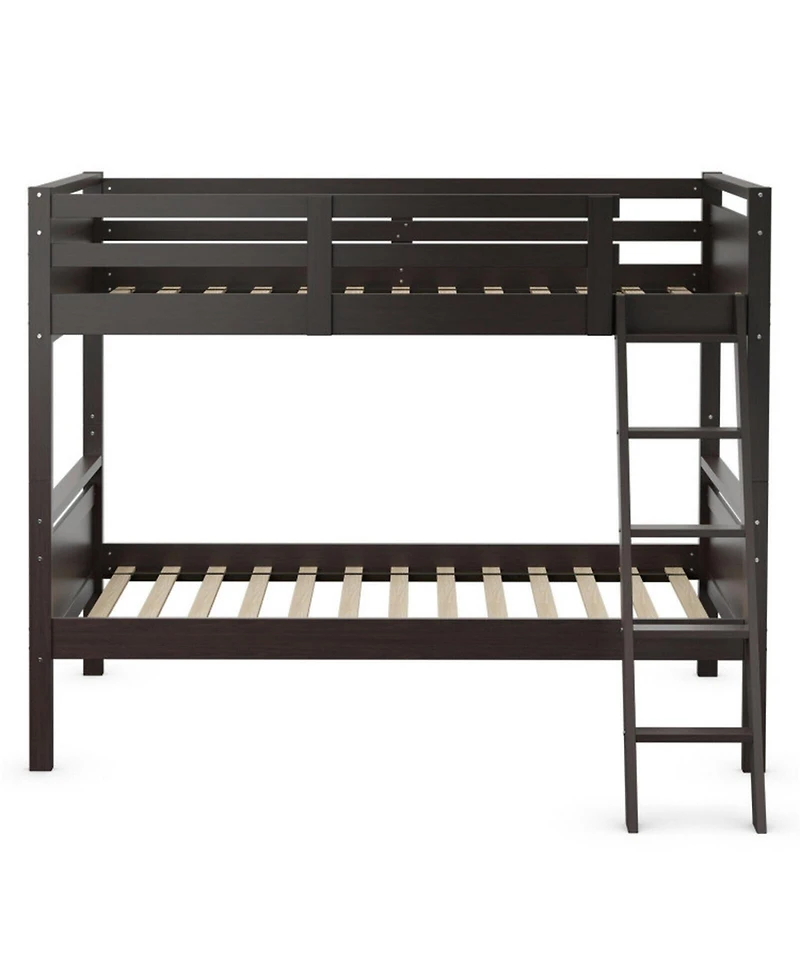 Gouun Convertible Twin Over Twin Bunk Bed with Guardrail and Ladder