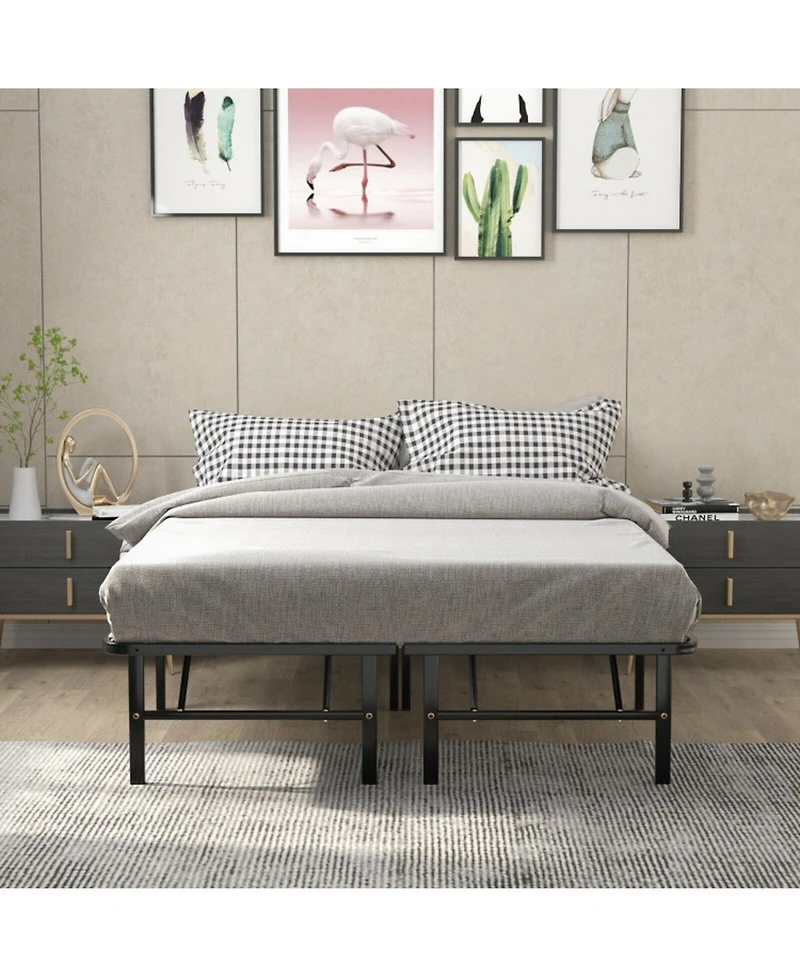 Gouun Full Size Foldable Metal Platform Bed with Tool-Free Assembly