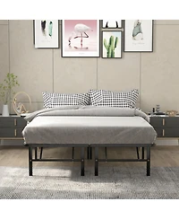 Gouun Full Size Foldable Metal Platform Bed with Tool-Free Assembly