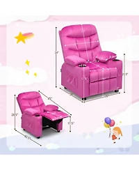 Gouun Padded Kids Recliner Chair with Cup Holder and Footrest