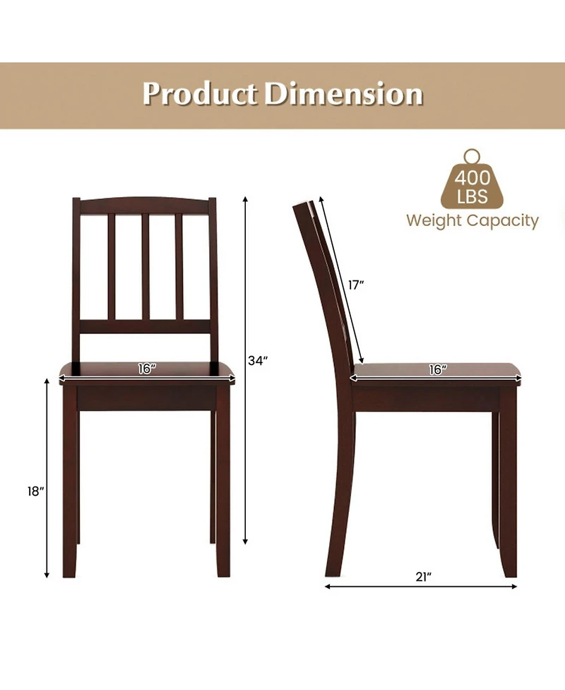 Gouun Wood Dining Chair Set of 2 with Curved Backrest and Rubberwood Legs