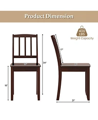 Gouun Wood Dining Chair Set of 2 with Curved Backrest and Rubberwood Legs