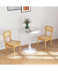 Gouun Set of 2 Woven Rattan Dining Chairs with Curved Backrest