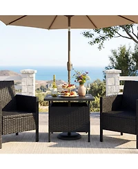 Gouun Square Wicker Patio Side Table with Umbrella Hole