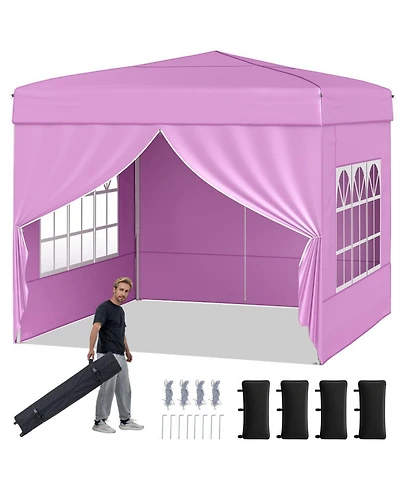 Gouun 10 x 10 Foot Pop-Up Canopy Tent with 4 Removable Sidewalls
