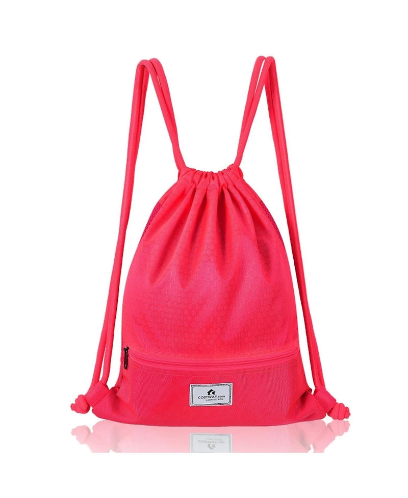 Gouun Foldable Drawstring Sports Backpack with Zippered Pockets