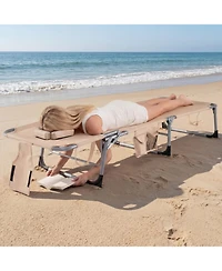 Gouun Set of 2 Folding Chaise Lounge Tanning Chairs with 4-Position Backrest
