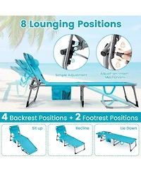 Gouun Set of 2 Portable Tanning Chairs with 4-Position Back and Face Hole
