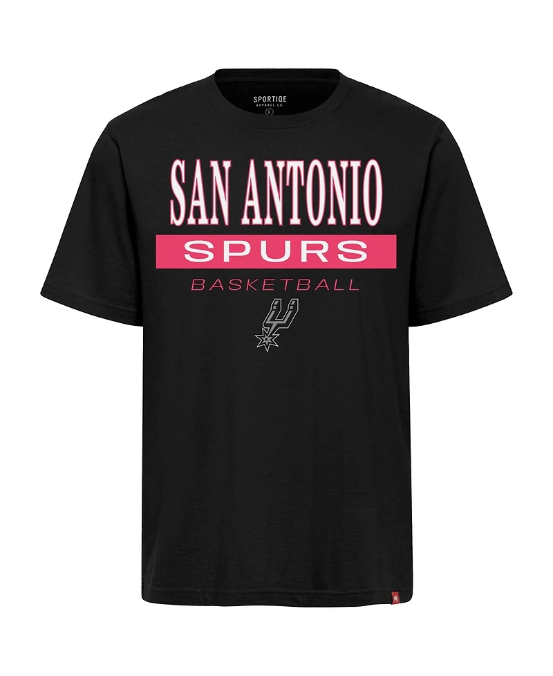 Sportiqe Men's and Women's Black San Antonio Spurs Duke Russell T-Shirt