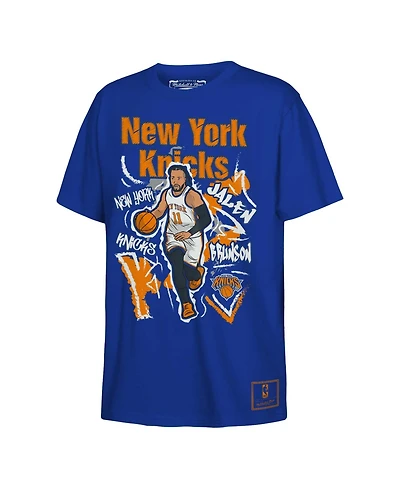 Mitchell & Ness Big Boys and Girls Jalen Brunson Blue New York Knicks Chalked Up Player T-Shirt