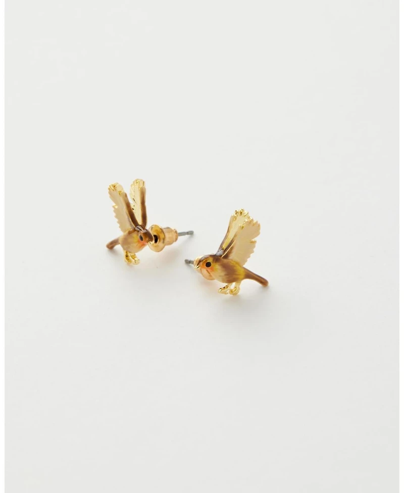 Fable England Enamel Flying Robin earrings