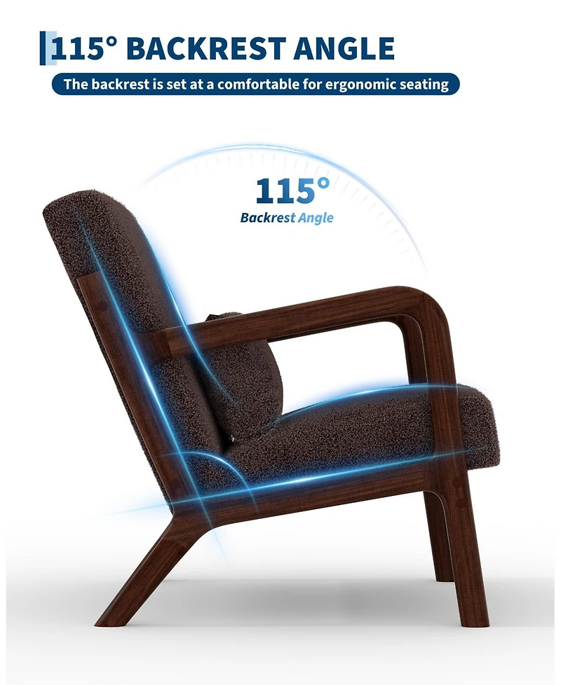 gaomon 2-Piece Snow Texture Fabric Reading Chairs, Mid-Century Style, Sturdy Wooden Frame, Equipped with Lumbar Pillows.