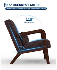 gaomon 2-Piece Snow Texture Fabric Reading Chairs, Mid-Century Style, Sturdy Wooden Frame, Equipped with Lumbar Pillows.