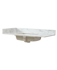 Sillysis 31/37/43 Inch Sintered Stone Bathroom Vanity Top with Rectangular Undermount Sink, 4 Inch Backsplash