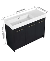 Sillysis 48 Inch Modern Chestnut Bathroom Vanity with Resin Sink, Soft Close Doors, Scratch and Water Resistant Plywood Cabinet
