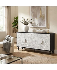 Clihome Large Faceted Carved and Spliced Doors Combined with Frames for Tv Stand Table, Sideboards, Accent Cabinets