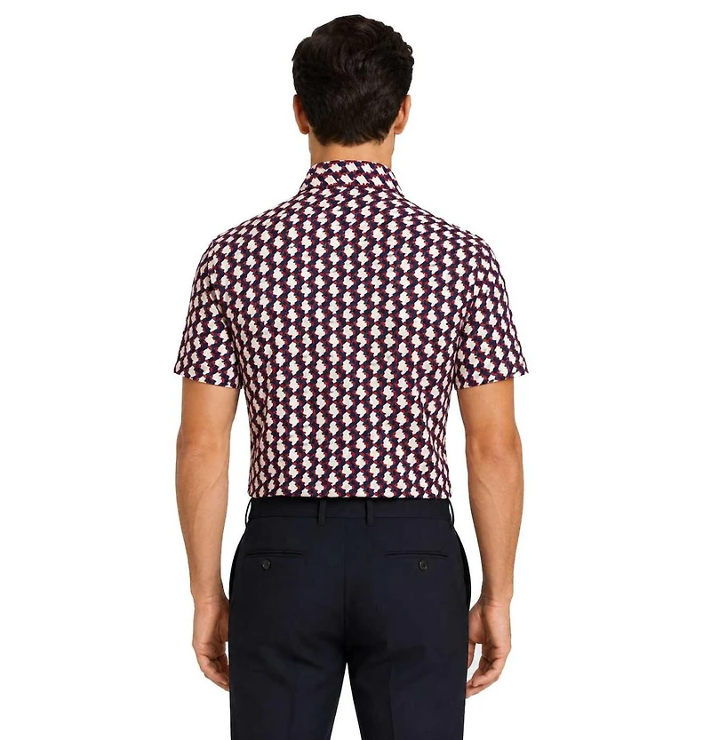 Elie Balleh Men's Slim Fit Geometric Print Short Sleeve Shirt