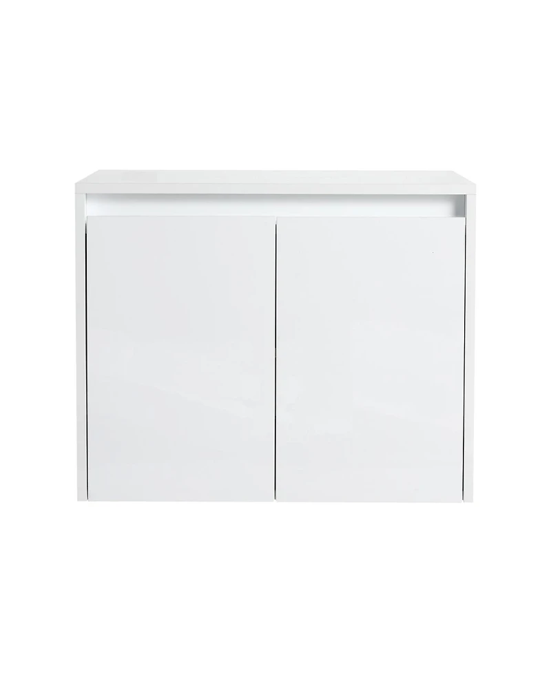 Sillysis 47 Inch Modern Wall Mounted Bathroom Vanity with Resin Sink, Soft Close Doors, Water-Resistant Double Cabinet Storage