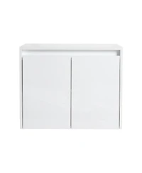 Sillysis 47 Inch Modern Wall Mounted Bathroom Vanity with Resin Sink, Soft Close Doors, Water-Resistant Double Cabinet Storage