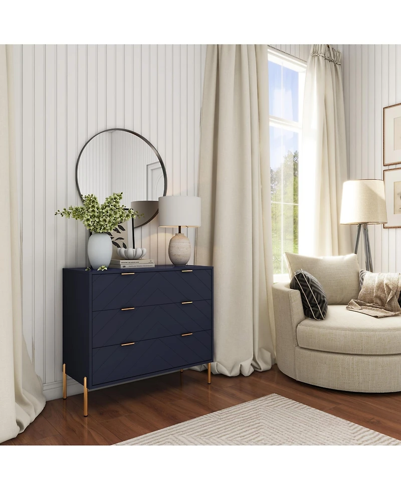 Clihome 3 Drawers Storage Chest, 32 Inch Monden Chest of Drawers, Tier Cabinet for Hallway, Living Room