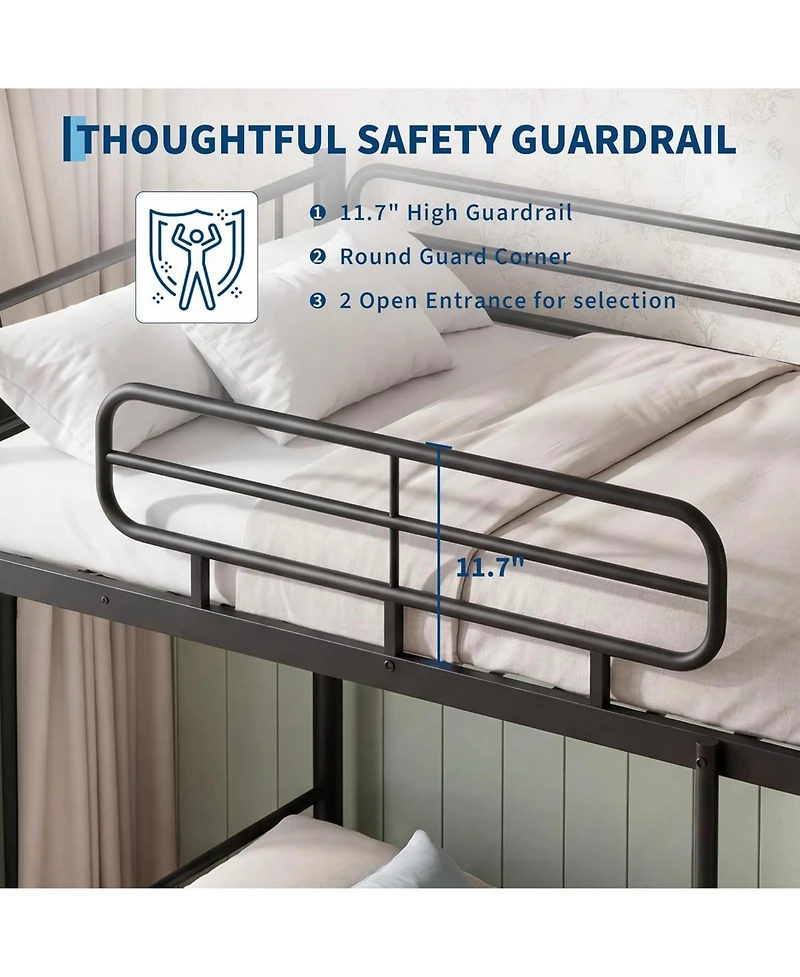 gaomon Twin Over Bunk Bed Frame, Heavy Duty Metal Beds for Kids/Teens/Adults, 450 Lbs Upper and 500 Lower Capacity, Slot