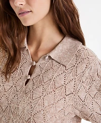 And Now This Women's Pointelle-Knit Short-Sleeve Polo, Macy's Exclusive